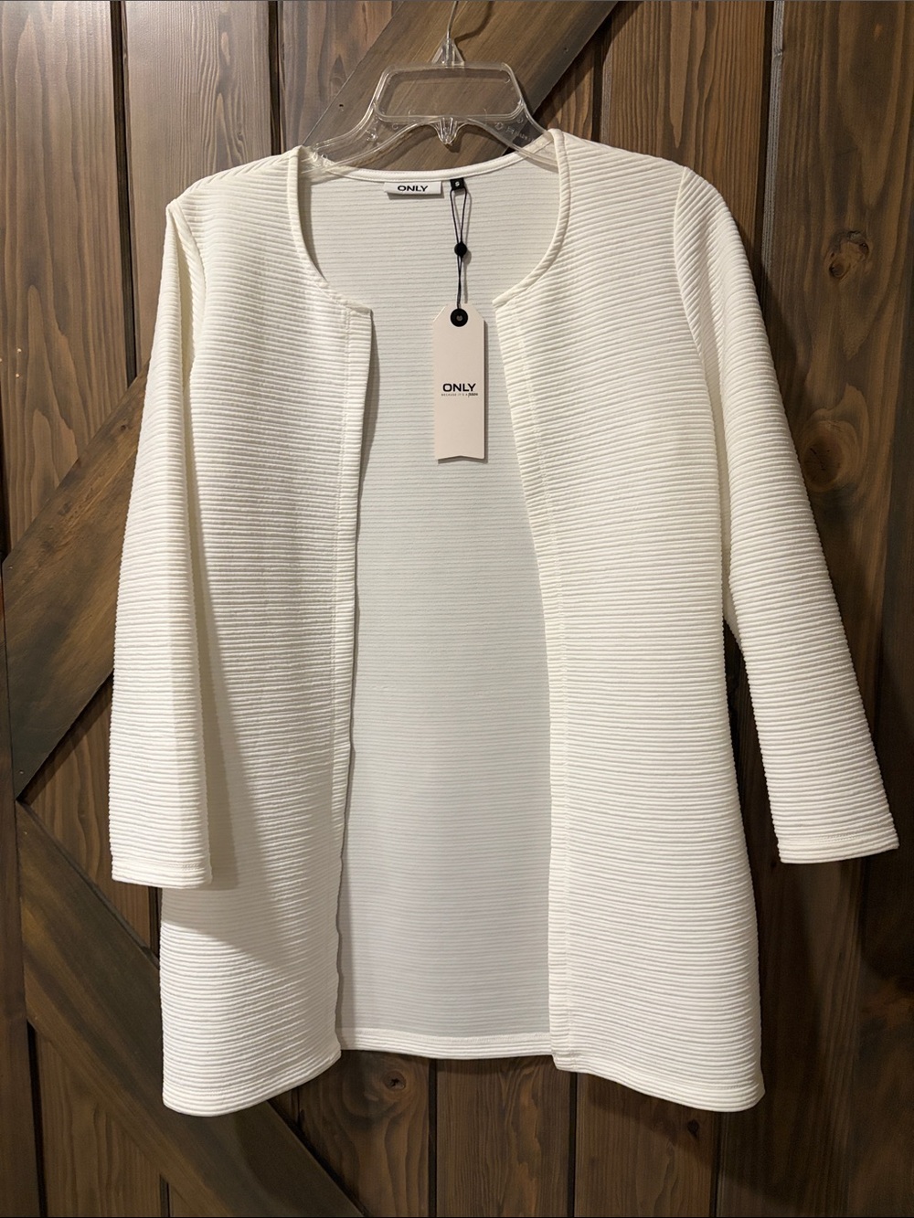 ONLY Cream Ribbed Open-Front Blazer Jacket